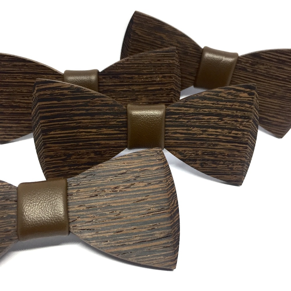 New Wooden Bow tie Majestic (Wenge & Leather)